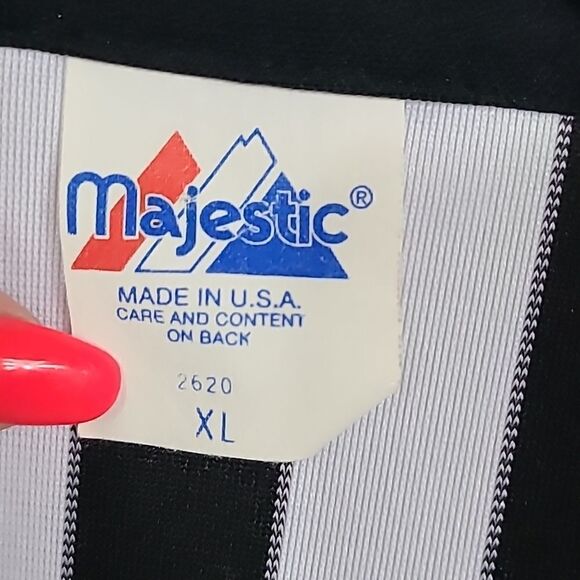 Vintage 80s/90s Majestic Official Referee Uniform Striped Shirt 1/4 Zip Costume - Picture 3 of 5